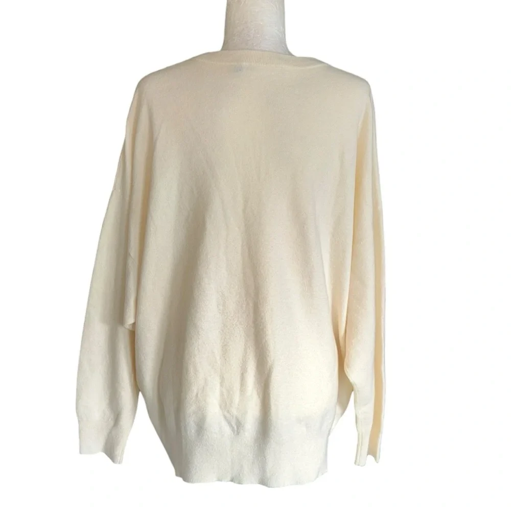 Jenni Kayne Ivory Cashmere Blend Oversized Crewneck Sweater - L